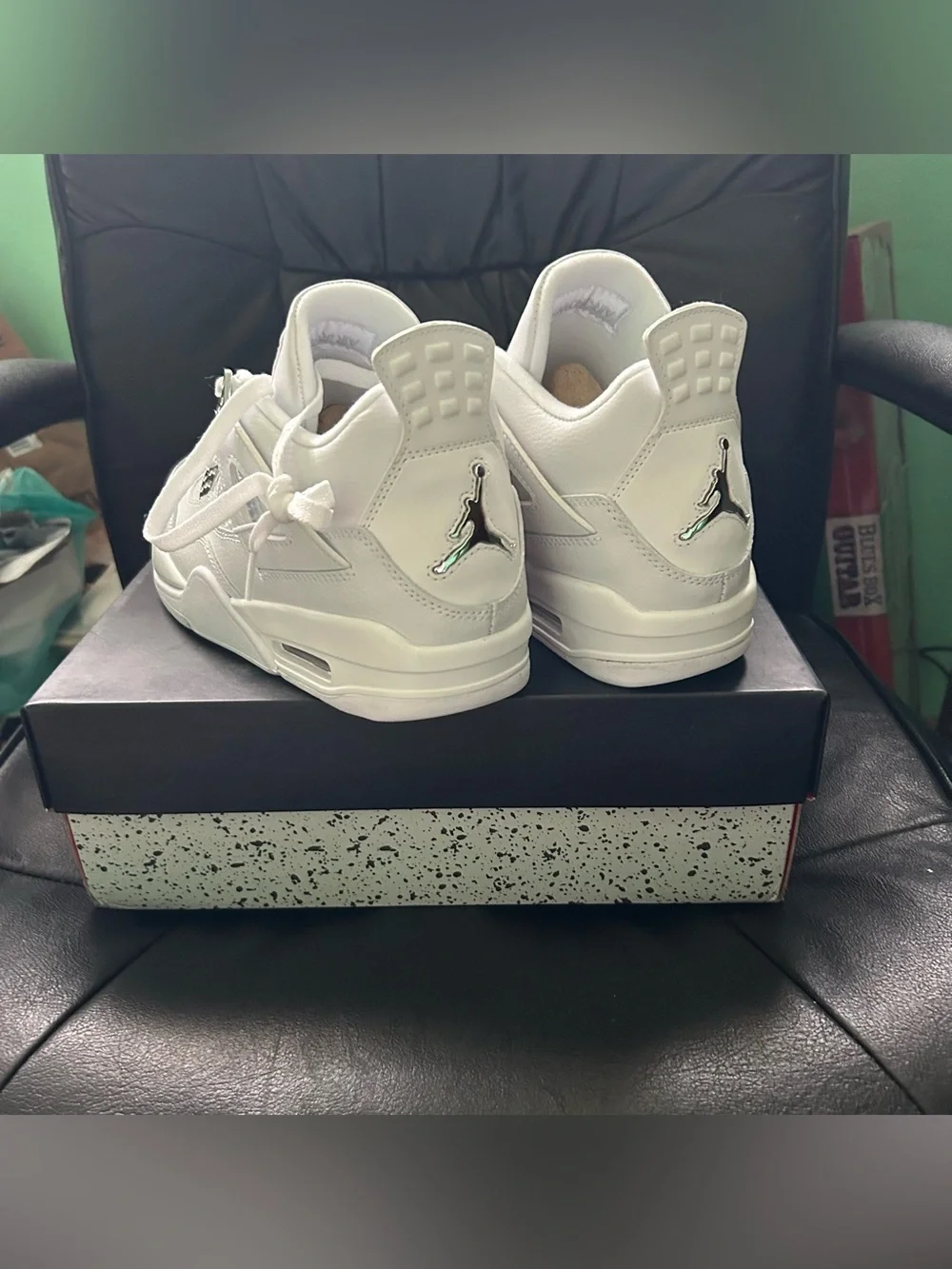 NIB Air Jordan White Leather Retro 4 Sneakers